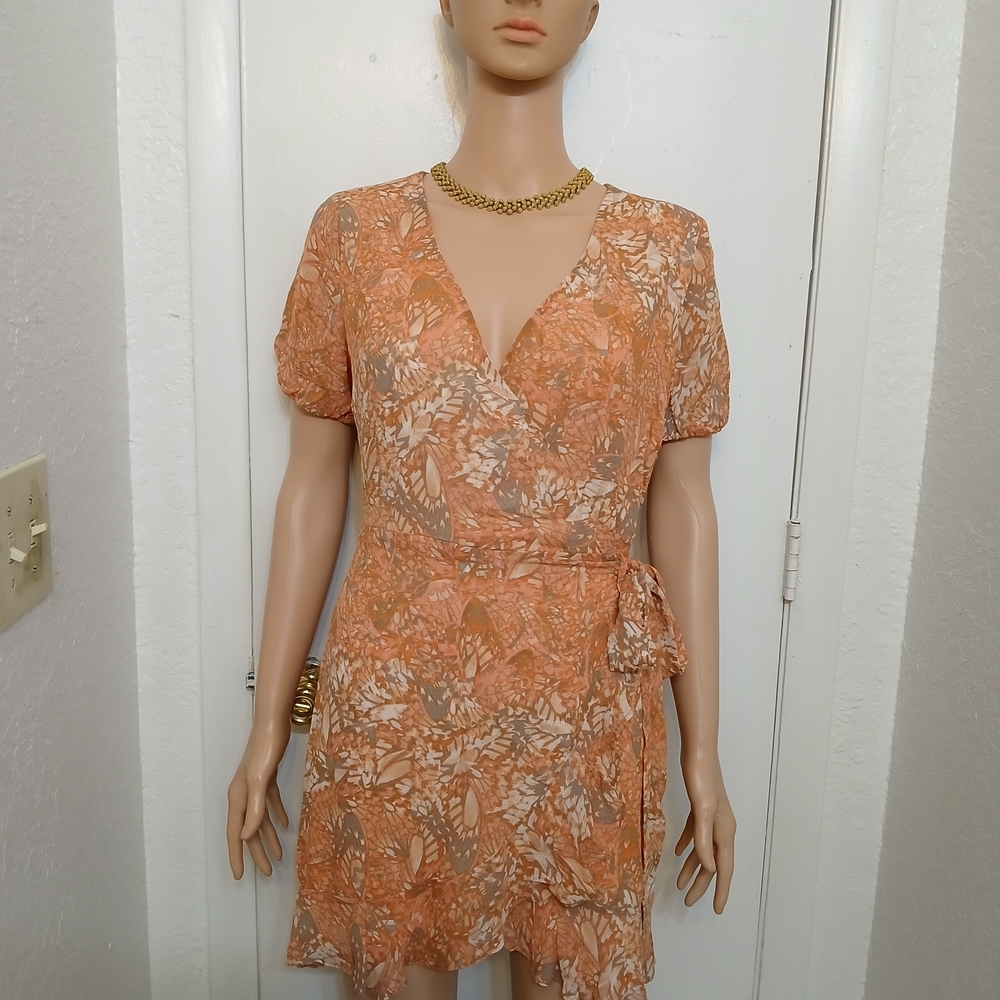 Sage Floral Mini Dress in Orange and Cream
